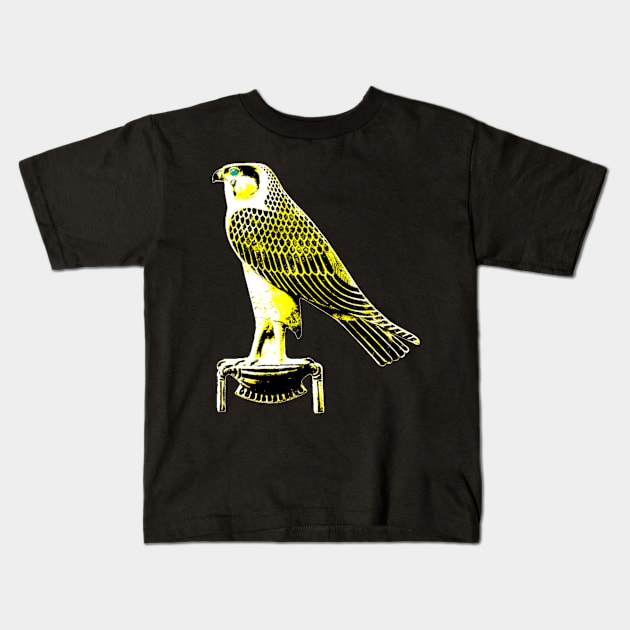 Egyptian God Horus Golden Falcon Kids T-Shirt by WillowNox7